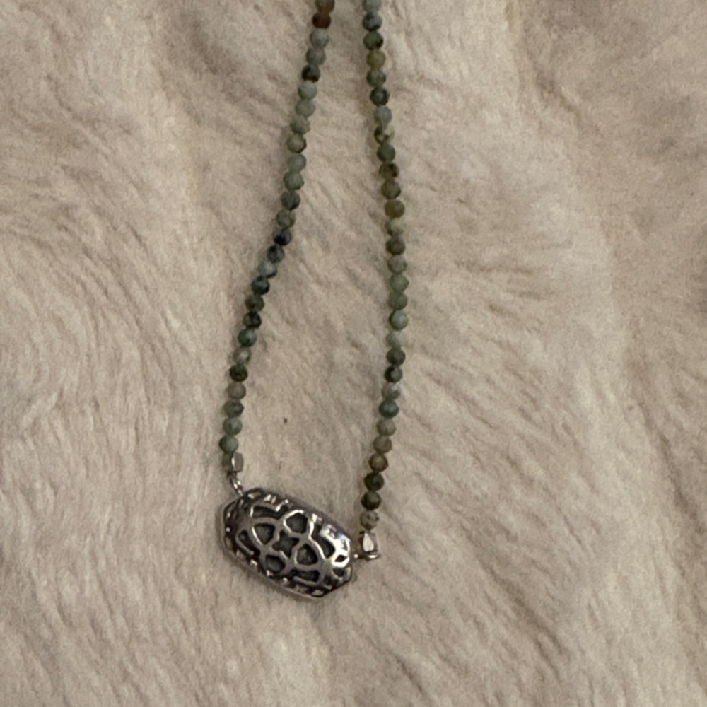 Kendra Scott Beaded Green / Turquoise Stone Pendant Necklace - Women's Jewelry - Picture 4 of 4